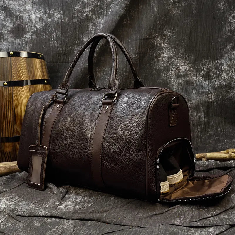 LuxeVoyage Leather Travel Bag - Unisex