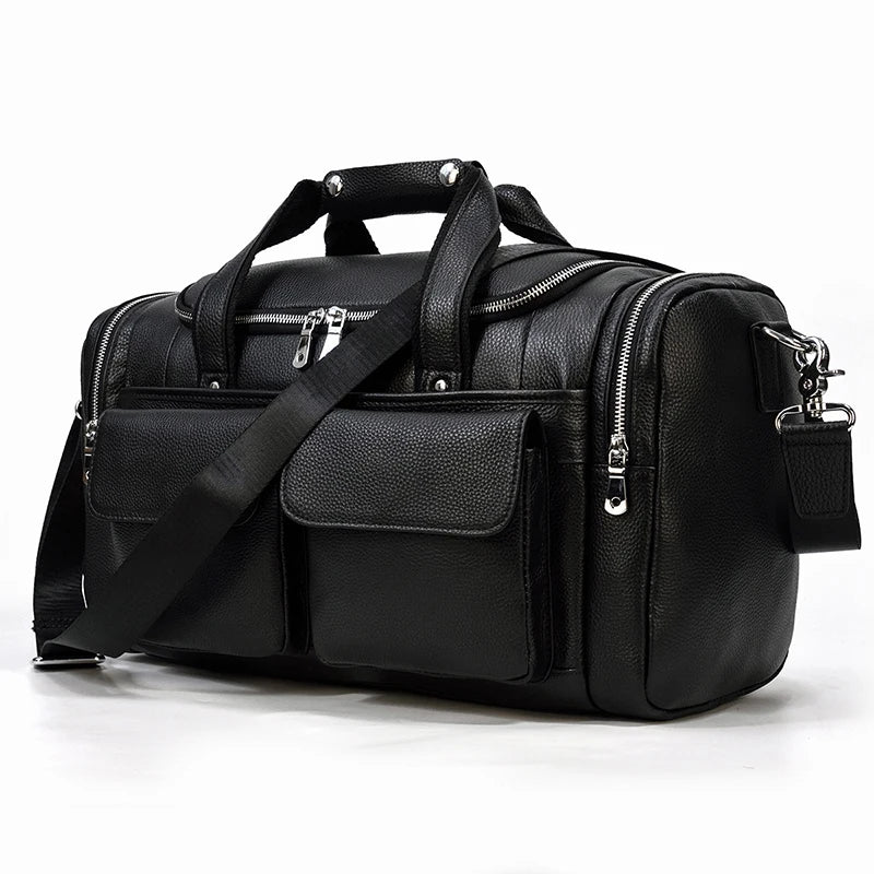 Wanderlust Leather Duffle
 54cm Big Genuine Leather Duffle Bags Real Cowskin Men Travel Bag Large Capaicity Weekender Bags Vintage Fashion Handbag For Male
