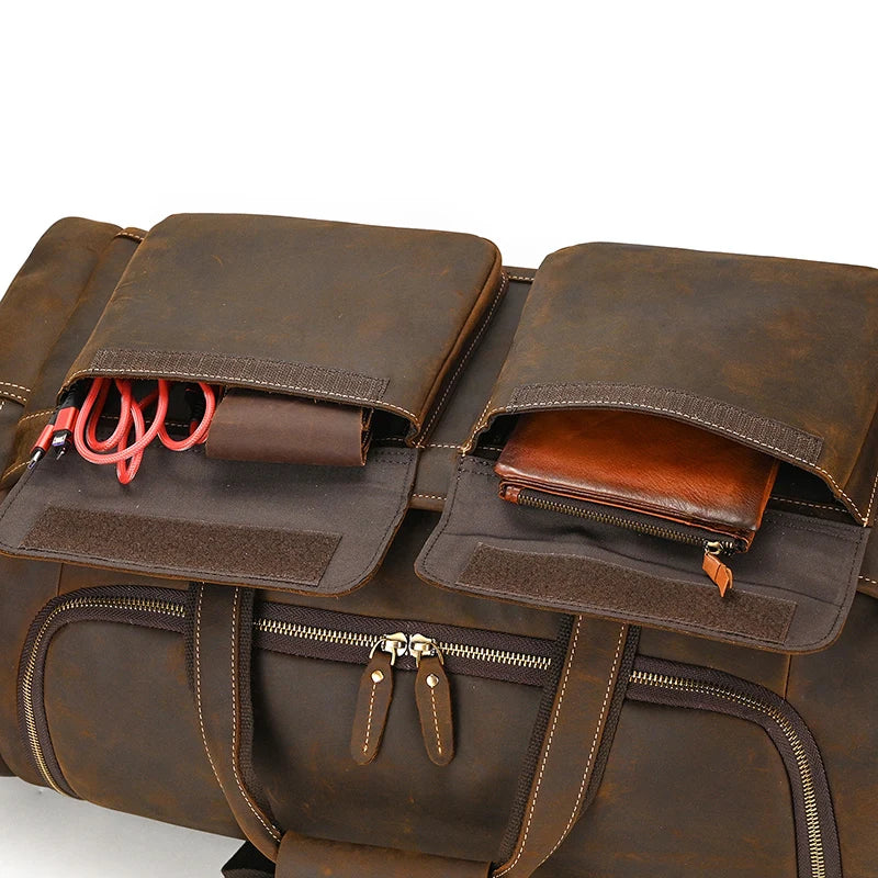 Wanderlust Leather Duffle
 54cm Big Genuine Leather Duffle Bags Real Cowskin Men Travel Bag Large Capaicity Weekender Bags Vintage Fashion Handbag For Male